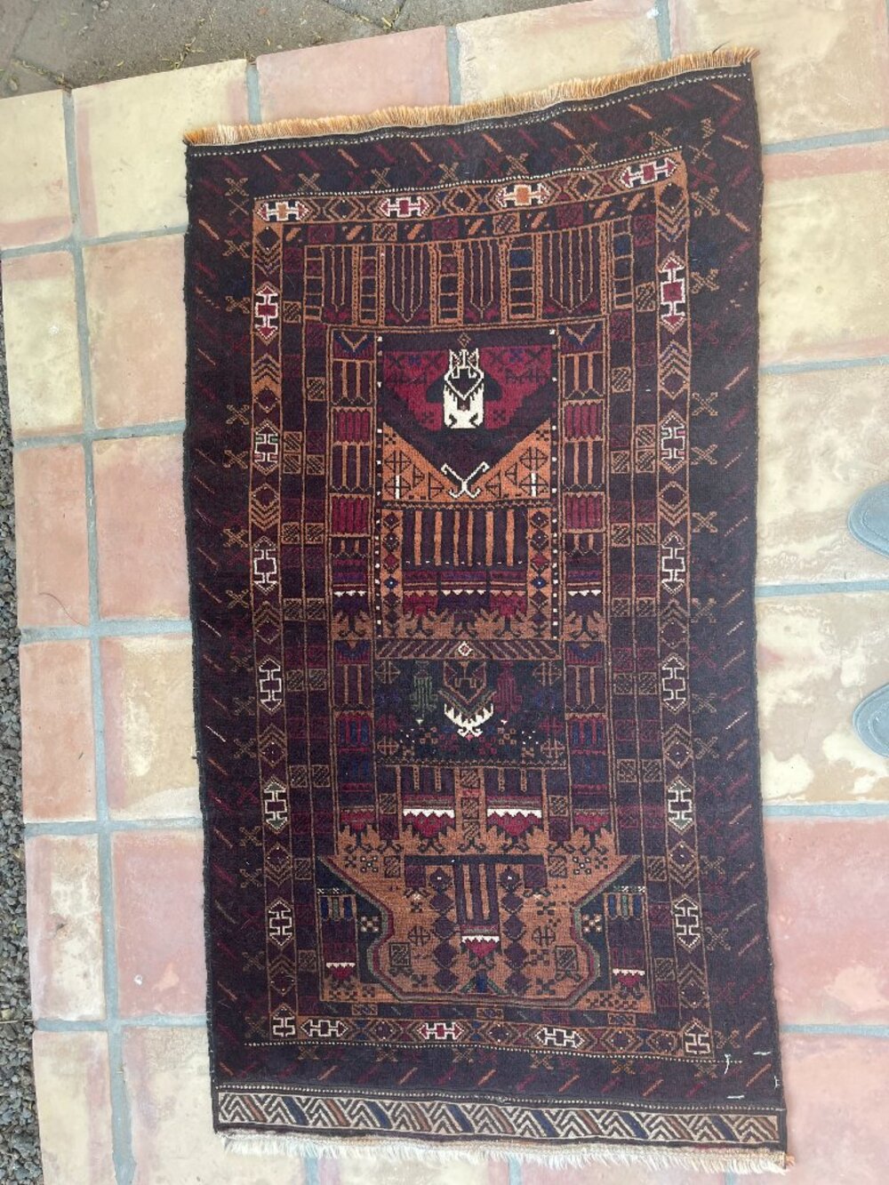 Antique Afghan Pakistan Baluchi Naturally Dyed Wool Rug 3' x 4'